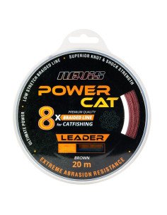 Nevis Powercat 0.80mm Braid Leader X8 20m Geflochtenes Vorfachmaterial Wels Leader Line Brown-Schnüre-JJ-Fishing