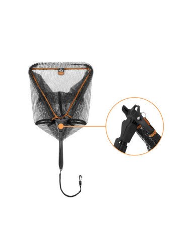 Delphin FoldSPIN Spinn-Kescher 40x40cm Gummiertes Netz mit Befestigung Angelkescher-Tackle & Co-JJ-Fishing