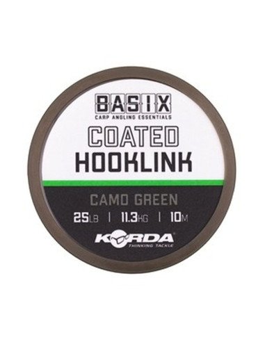 Korda Basix Coated Hooklink 25lb Camo Green 10m Vorfachmaterial Geflochten Ummantelt-Vorfachmaterial & Montage-Zubehör-JJ-Fis...