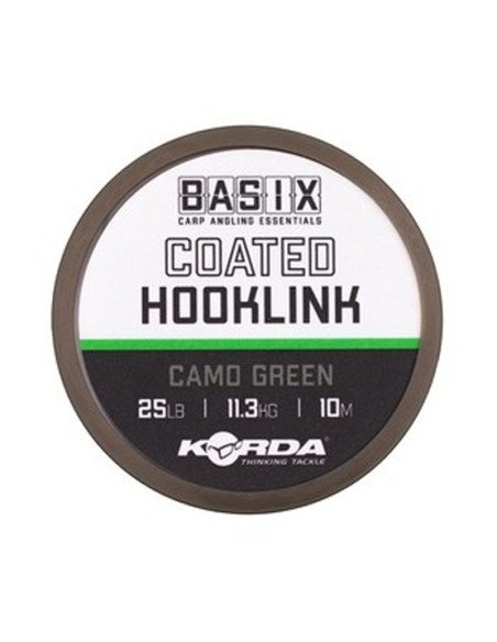 Korda Basix Coated Hooklink 25lb Camo Green 10m Vorfachmaterial Geflochten Ummantelt-Vorfachmaterial & Montage-Zubehör-JJ-Fis...