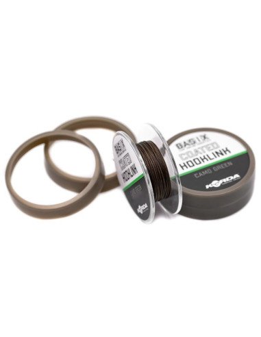 Korda Basix Coated Hooklink 25lb Camo Green 10m Vorfachmaterial Geflochten Ummantelt-Vorfachmaterial & Montage-Zubehör-JJ-Fis...