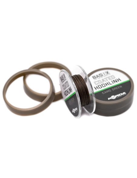 Korda Basix Coated Hooklink 25lb Camo Green 10m Vorfachmaterial Geflochten Ummantelt-Vorfachmaterial & Montage-Zubehör-JJ-Fis...