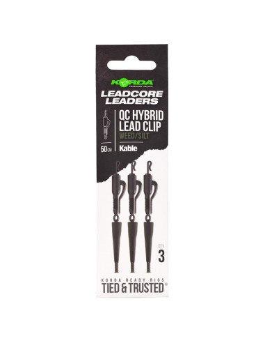 Korda Kable Leadcore Leader Hybrid Lead Clip QC Weed Silt 50cm 3 Stück-Leader & Leadcore-JJ-Fishing