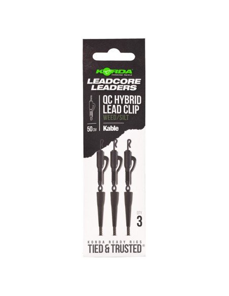 Korda Kable Leadcore Leader Hybrid Lead Clip QC Weed Silt 50cm 3 Stück-Leader & Leadcore-JJ-Fishing