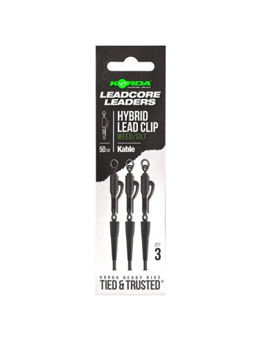 Korda Kable Leadcore Leader Hybrid Lead Clip Weed Silt 50cm 3 Stück-Leader & Leadcore-JJ-Fishing