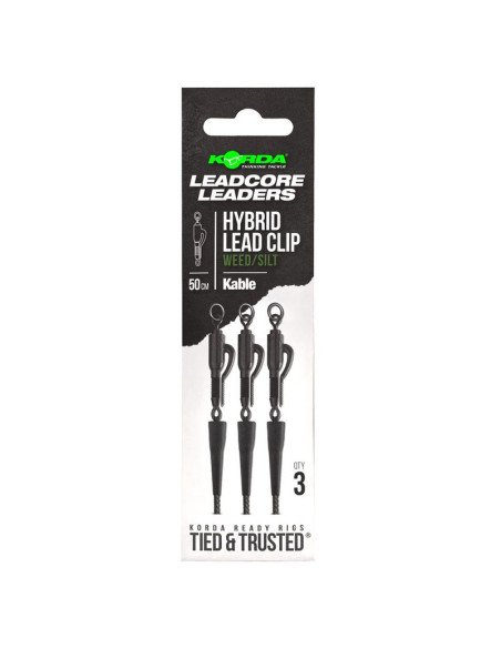 Korda Kable Leadcore Leader Hybrid Lead Clip Weed Silt 50cm 3 Stück-Leader & Leadcore-JJ-Fishing