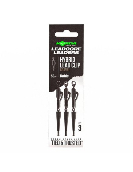 Korda Kable Leadcore Leader Hybrid Lead Clip Gravel 50cm 3 Stück-Leader & Leadcore-JJ-Fishing