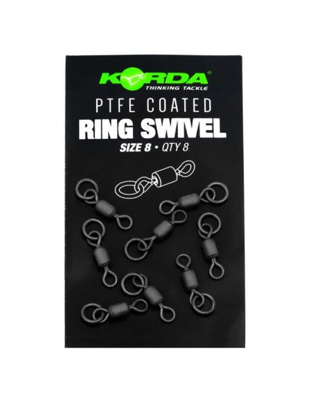 Korda PTFE QC Ring Swivel Size 8 8 Stück Schnellwechsel Angelwirbel-Swivels-JJ-Fishing