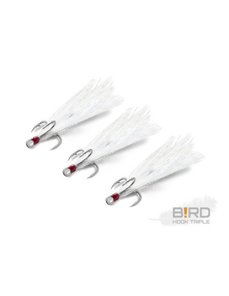 Delphin B!RD Hook TRIPLE Größe 4 Weiße Feeder Drilling 3 Stück Spinnfischen-Hook & Co-JJ-Fishing