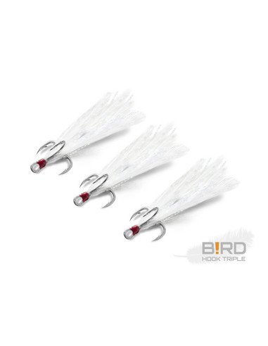 Delphin B!RD Hook TRIPLE Größe 6 Weiße Feeder Drilling 3 Stück Spinnfischen-Hook & Co-JJ-Fishing