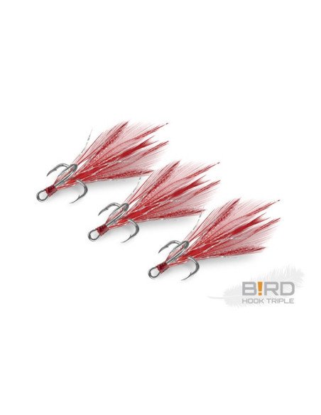 Delphin B!RD Hook TRIPLE Größe 8 Rote Feeder Drilling 3 Stück Spinnfischen-Hook & Co-JJ-Fishing