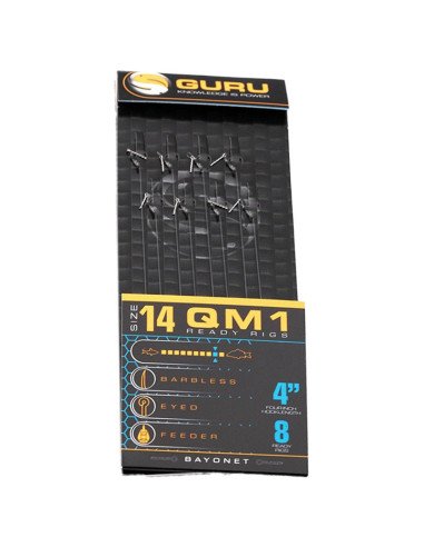 Guru QM1 Bayonet 4 inch Size 14 0,19mm 8 Stück Method Feeder Vorfächer-Vorfächer-JJ-Fishing