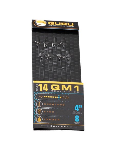 Guru QM1 Bayonet 4 inch Size 14 0,19mm 8 Stück Method Feeder Vorfächer-Vorfächer-JJ-Fishing