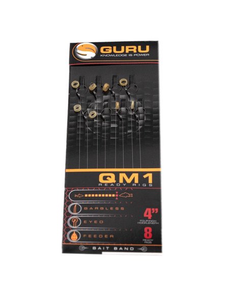 Guru QM1 Bait Bands Rig 4 inch Size 14 0,19mm 8 Stück Method Feeder Vorfächer-Vorfächer-JJ-Fishing