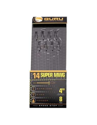 Guru SMWG Speed Stop Rig 4 inch Size 14 0,19mm 8 Stück Method Feeder Vorfächer-Vorfächer-JJ-Fishing