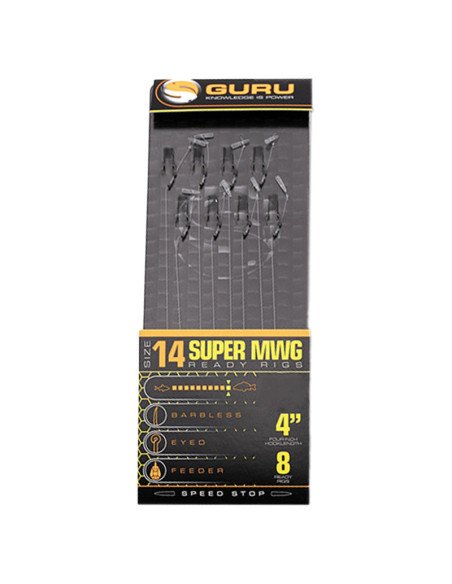 Guru SMWG Speed Stop Rig 4 inch Size 14 0,19mm 8 Stück Method Feeder Vorfächer-Vorfächer-JJ-Fishing