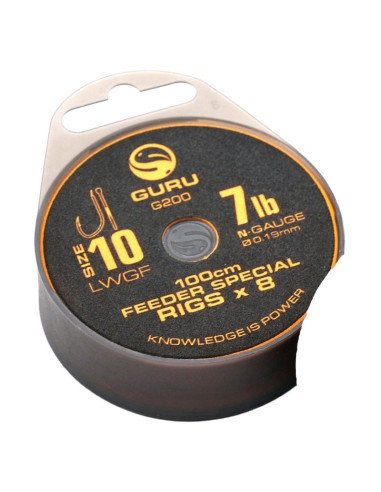 Guru LWGF Feeder Special Rig Size 10 0,19mm 7lb 1m 8 Stück Method Feeder Vorfächer-Vorfächer-JJ-Fishing