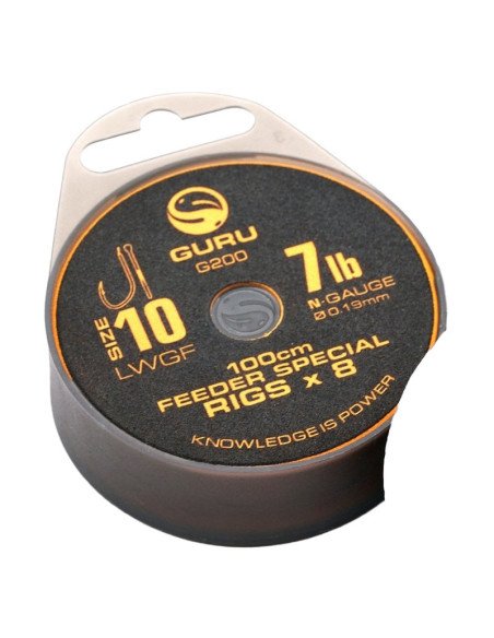 Guru LWGF Feeder Special Rig Size 10 0,19mm 7lb 1m 8 Stück Method Feeder Vorfächer-Vorfächer-JJ-Fishing