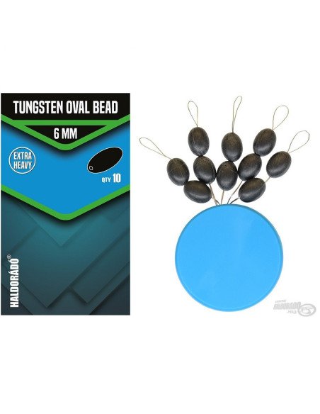 Haldorado Tungsten Oval Bead 6 mm 10 Stück Extra Heavy Sinkers-Tubes & Shrink Tubes-JJ-Fishing