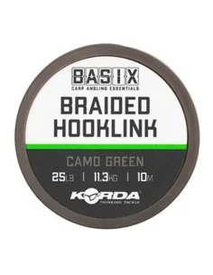 Korda Basix Braided Hooklink grün 25lb 11,3kg 10m Vorfachmaterial Geflochten-Vorfachmaterial & Montage-Zubehör-JJ-Fishing
