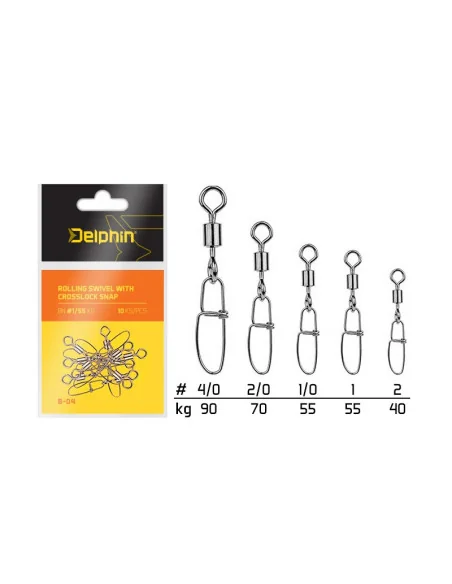 Delphin Rolling Sqivel 2/0 70Kg Crosslock Snap Extra Sicherer Angel Karabiner mit Wirbel-Swivels-JJ-Fishing