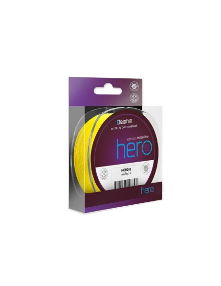 Delphin HERO 8 0,12mm 8,2kg 117m Fluo Gelb Geflochtene Angelschnur