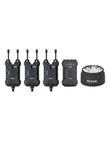 Sonik SKX 3+1 ALARM + BIVVY LAMP Bissanzeiger Set mit Bivvy Light und Transportkoffer