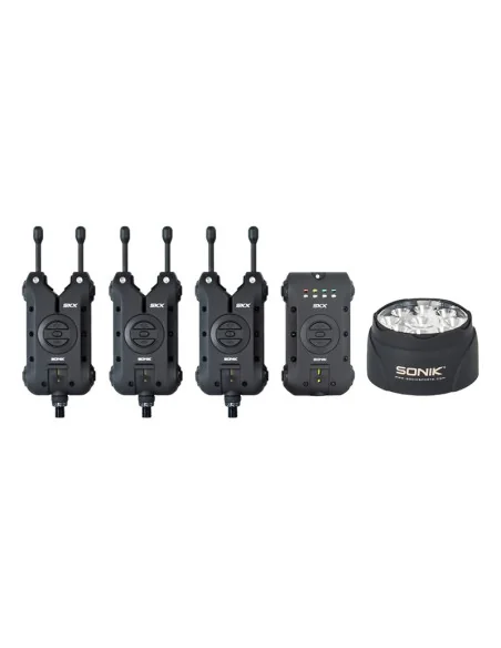Sonik SKX 3+1 ALARM + BIVVY LAMP Bissanzeiger Set mit Bivvy Light und Transportkoffer