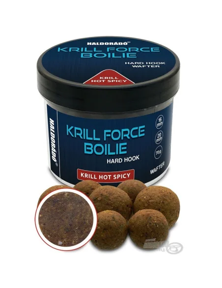 Haldorado Krill Force Hot Spicy Wafter 16&20mm Hard Hook Hookbaits Boilies-Köder-JJ-Fishing