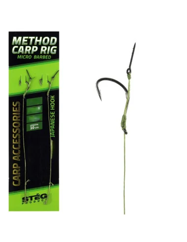 Steg Method Feeder Carp Rig Gr.8 10cm Geflochten 2 Stück Premium Qualität Vorfächer mit Köderdorn-Endtackle-JJ-Fishing