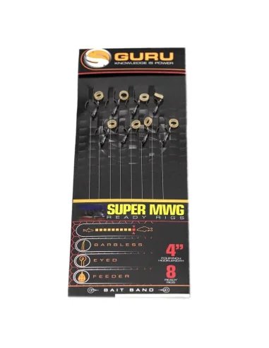 Guru SMWG Bait Bands Rig 4 inch Size 12 0,22mm 8 Stück Method Feeder Vorfächer-Vorfächer-JJ-Fishing