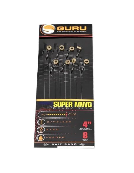 Guru SMWG Bait Bands Rig 4 inch Size 12 0,22mm 8 Stück Method Feeder Vorfächer-Vorfächer-JJ-Fishing
