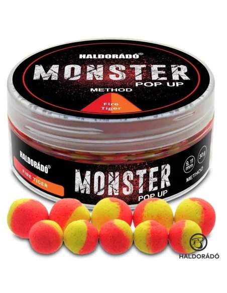 Haldorado MONSTER Pop Up Method - Fire Tiger 9-11mm Boilie Hochntensiev Duo Collor Method Feeder-Köder-JJ-Fishing
