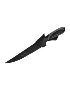 Delphin TRIX 17,5cm Filetiermesser Extra Scharf Angelmesser Black Edition mit Kunststoffscheide