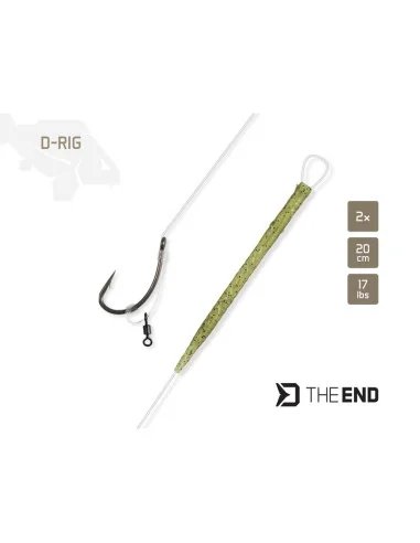 Delphin THE END 4 D-Rig 2 Stück 20 cm 17lbs Angelvorfach Fluorocarbon Karpfen-Endtackle-JJ-Fishing