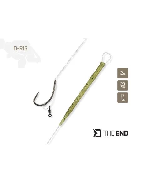 Delphin THE END 6 D-Rig 2 Stück 20 cm 17lbs Angelvorfach Fluorocarbon Karpfen