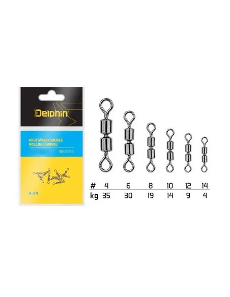Delphin Hi Speed 6 Double Rolling Swivel A-04 Angelwirbel Doppelt Gelagert-Endtackle-JJ-Fishing