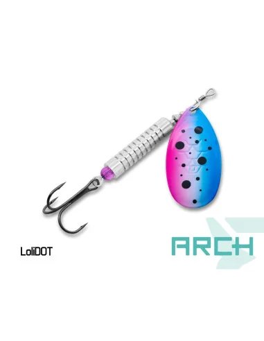 Delphin ARCH 20g LoliDOT UV Active Spinner Größe 5 Long Cast Hecht Wels Raubfisch Köder
