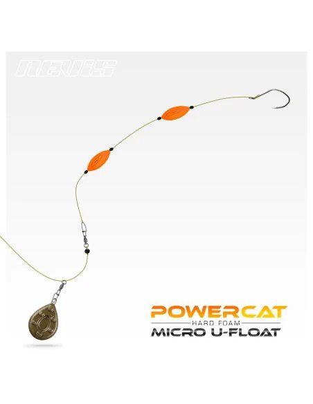 Nevis PowerCat Micro U-Float 3g 2 Stück Fluo Orange Wels Montage Auftriebskörper-Blei-JJ-Fishing