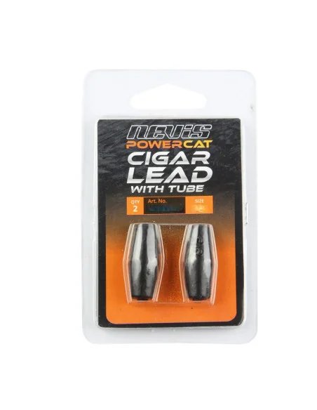 Nevis PowerCat Cigar Lead 40g With Tube 2 Stück Welsmontage Wallerklopfen 31mm Waller Blei Schwarz-Welsangeln - Catfish fishi...