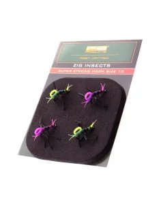 PB Products Super Strong Zig Insects Gelb/Pink 4 Stück Hakengröße 10-Zig-Rig Zubehör-JJ-Fishing