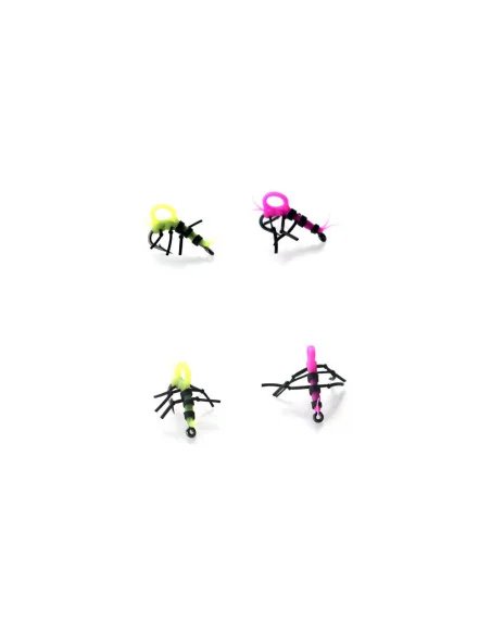 PB Products Super Strong Zig Insects Gelb/Pink 4 Stück Hakengröße 10-Zig-Rig Zubehör-JJ-Fishing