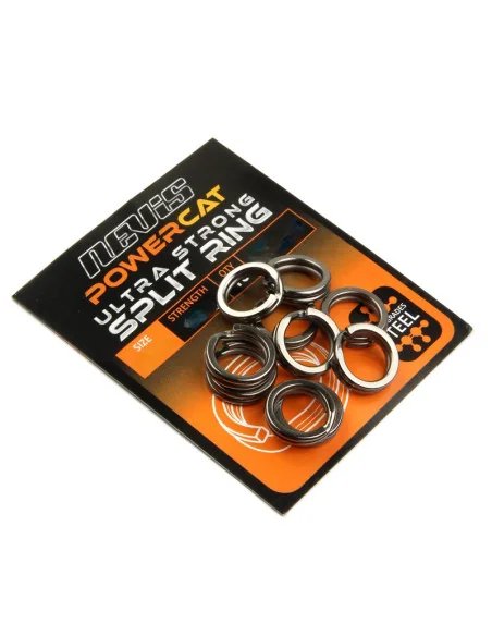Nevis PowerCat Split Ring Gr.8mm 50Kg 10 Stück Wels Extra Strong Sprengring-Endtackle-JJ-Fishing
