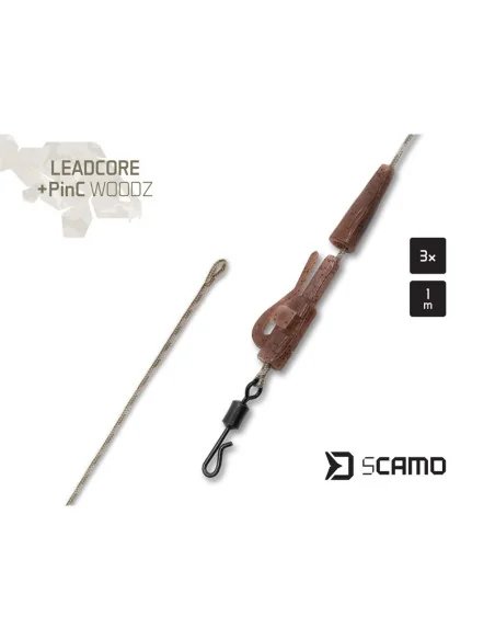 Delphin sCAMO Leadcore 3 Stück Leader mit Quick Change Swivel 1m WOODZ-Leader & Leadcore-JJ-Fishing