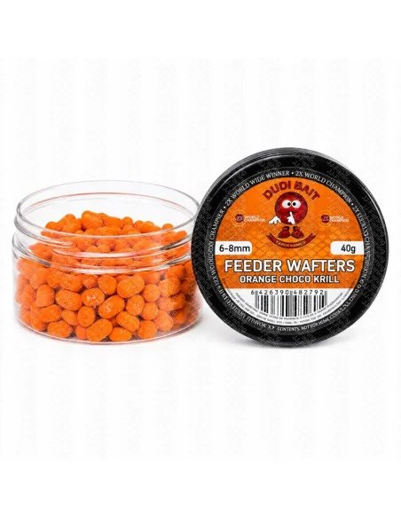 Dudi Bait Feeder Orange Choco Krill Smoke Wafters 6+8 mm Dumbell Method Feeder 40g 4x World Winner-Köder-JJ-Fishing