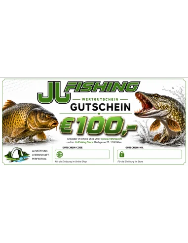 100€ JJ-fishing Geschenk Gutschein Einkaufsgutschein Angler Fischer-Gutscheine-JJ-Fishing