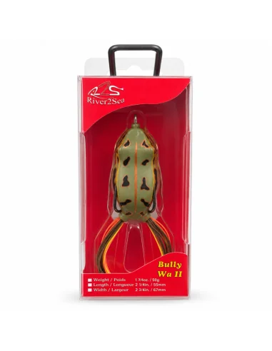 River2Sea Bully Wa 55mm Topwater Frog Copper Green 16g Oberflächenfischen Krautköder Froschimitat-Gummifische / Gummiköder-JJ...