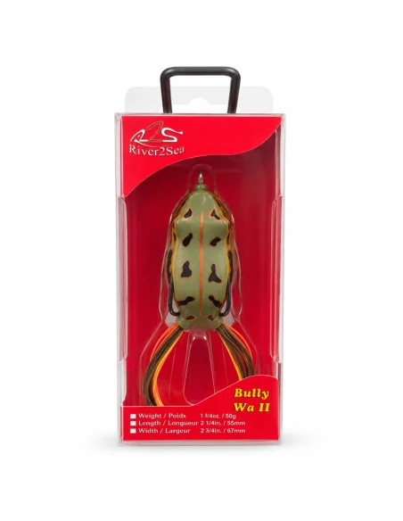 River2Sea Bully Wa 55mm Topwater Frog Copper Green 16g Oberflächenfischen Krautköder Froschimitat-Gummifische / Gummiköder-JJ...
