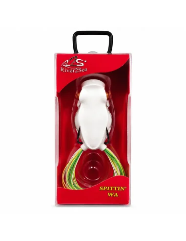 River2Sea Spittin Wa 55mm Topwater Frog Dirty White 16g Popper Oberflächenfischen Krautköder Froschimitat-Köder-JJ-Fishing
