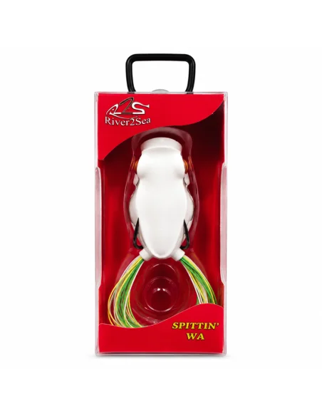 River2Sea Spittin Wa 55mm Topwater Frog Dirty White 16g Popper Oberflächenfischen Krautköder Froschimitat-Köder-JJ-Fishing